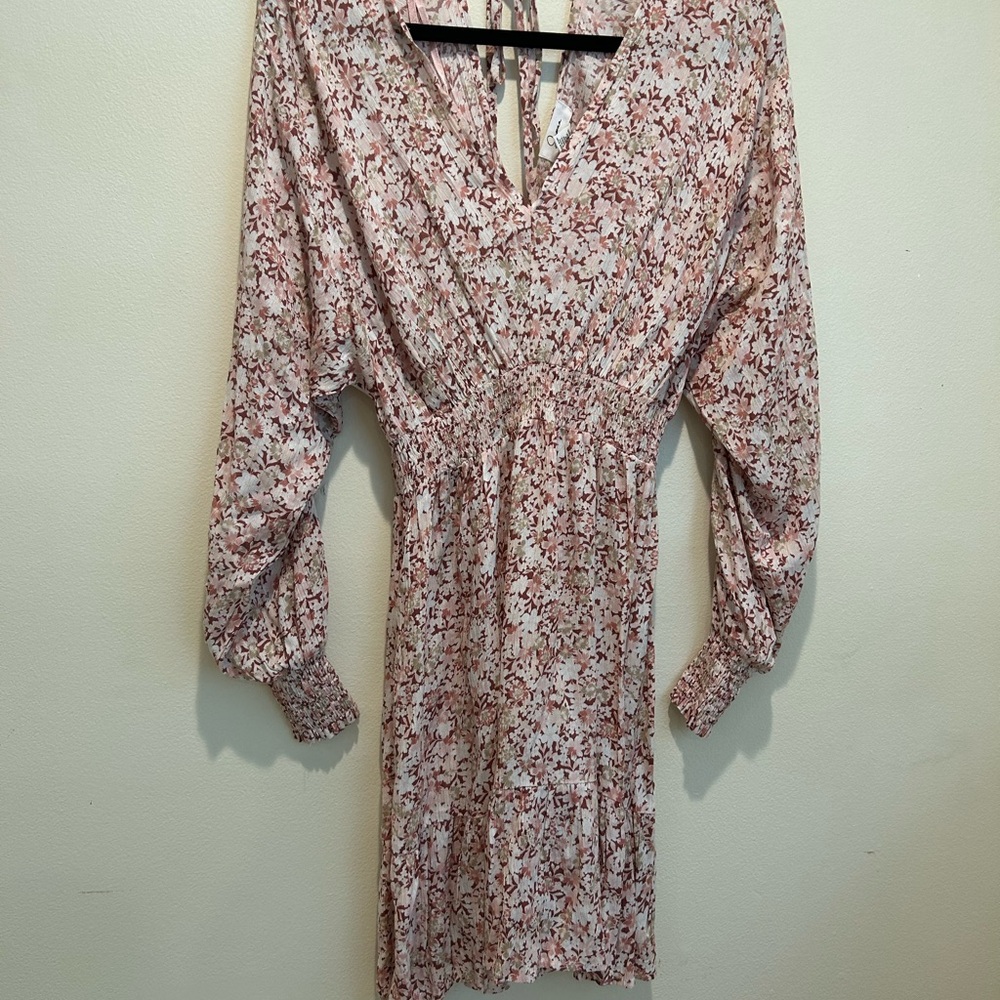 Japna - sz small, long sleeve dress. Back neck tie with smocked waist.